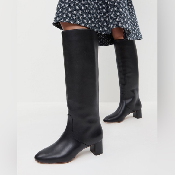Loeffler Randall Shoes - Loeffler Randall Gia Black Leather Tall Boots Sz 6B Almond Toe Mid Heel RT$695